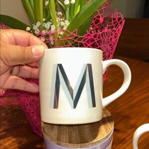 Monogrammed White Mug with Black Lettering